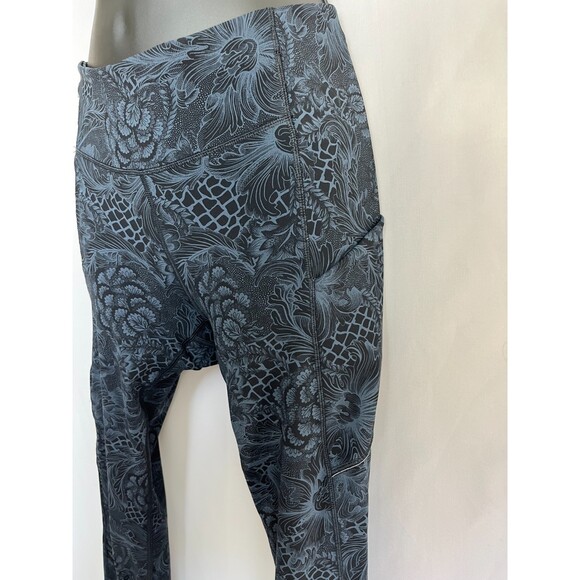Lululemon Speed Up Crop Pant 4 Navy Blue Floral Activewear Yoga Pilates Leggings - Picture 4 of 12